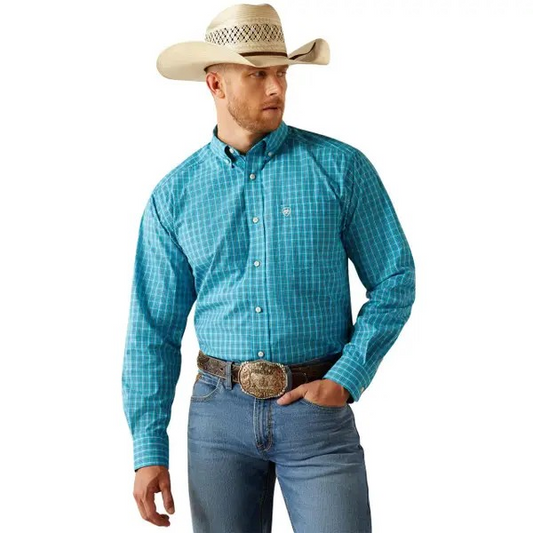 Ariat Men's Long Sleeve Pro Series Journey Classic Fit Shirt- Turquoise