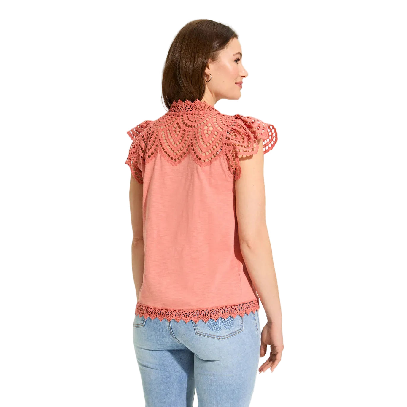 French Dressing Women's Flutter Sleeve Placed Eyelet Top - Assorted Colours