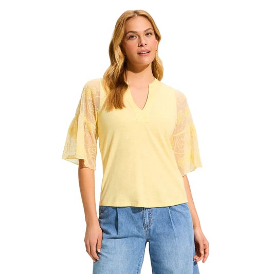 French Dressing Women's Mesh Bell Sleeve Top - Yellow