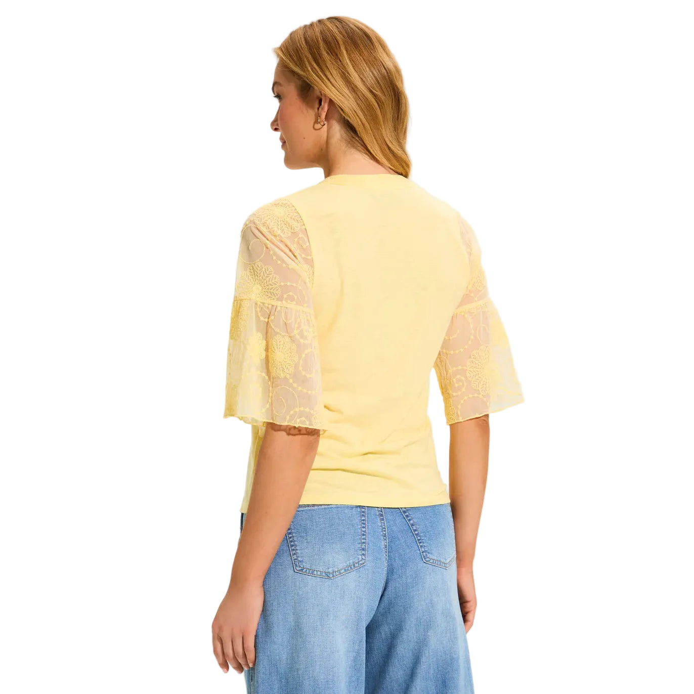 French Dressing Women's Mesh Bell Sleeve Top - Yellow
