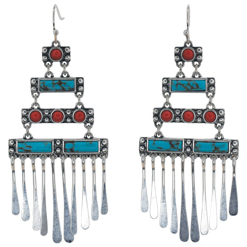 Justin Women's Earrings 4 Tier Chandelier with Stones