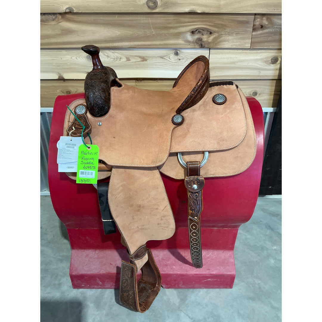 Martin 14" Roping Saddle-7" Gullet - Irvine Tack &amp; Western Wear