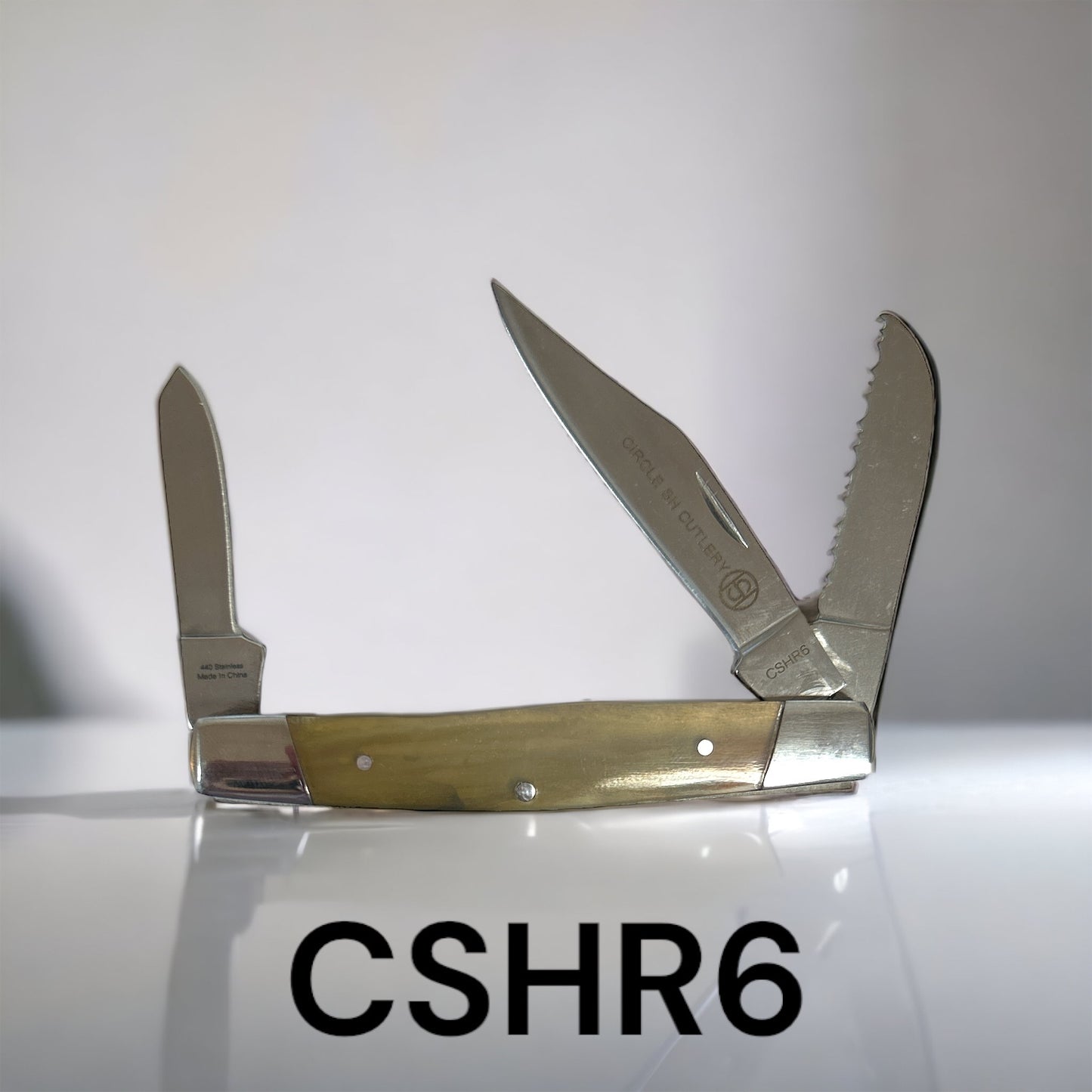 Circle SH - 3 Blade Pocket Knife - Ox Horn