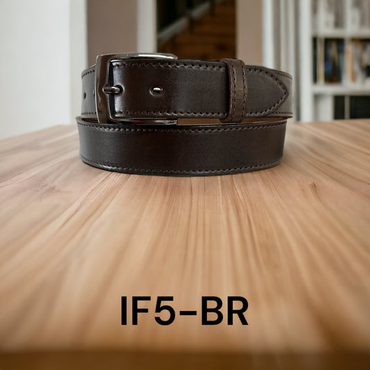 Ranger Belt Co Men's Plain Stockman Stitch Leather Belt - Chocolate Brown