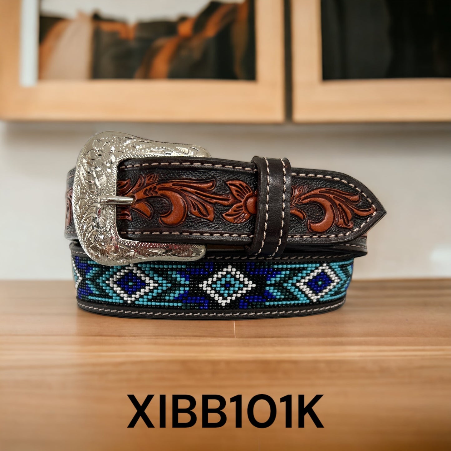 Twisted X Kid's Southwestern Beaded Inlay Belt - Blue/Turquoise