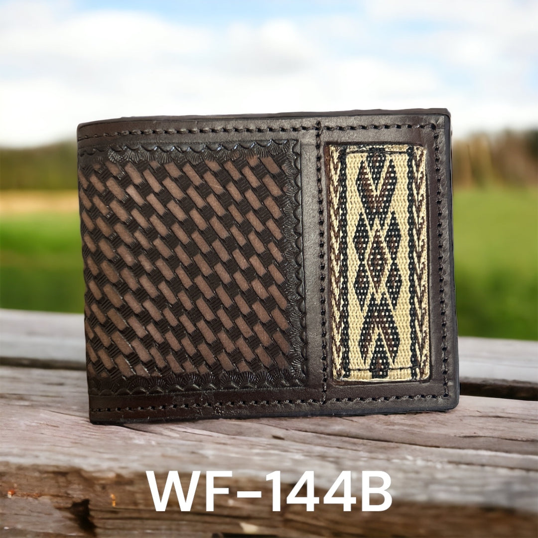Ranger Belt Co. Basketweave &amp; Tapestry Edge Bifold Wallet - Earth Tone