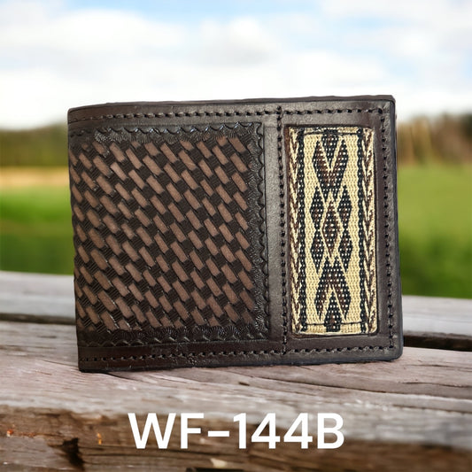 Ranger Belt Co. Basketweave & Tapestry Edge Bifold Wallet - Earth Tone