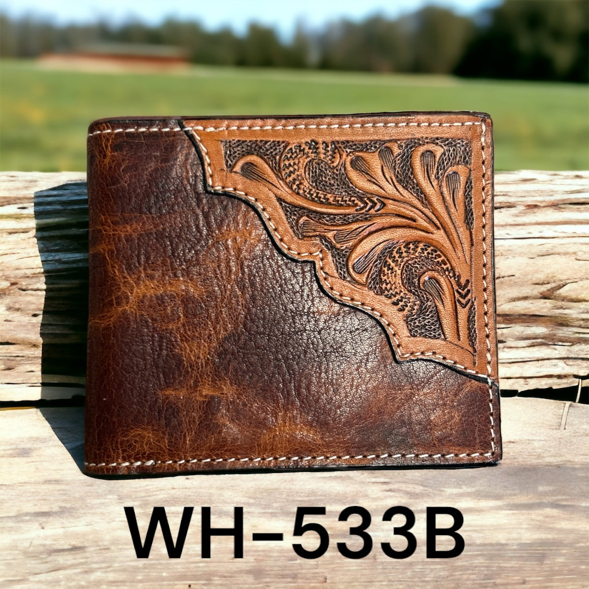 Ranger Belt Co. Floral Bifold Wallet - Distressed Leather