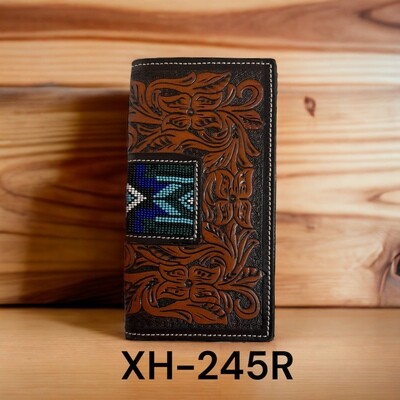 Twisted X Wallet Rodeo Hand Painted Blue Bead Center