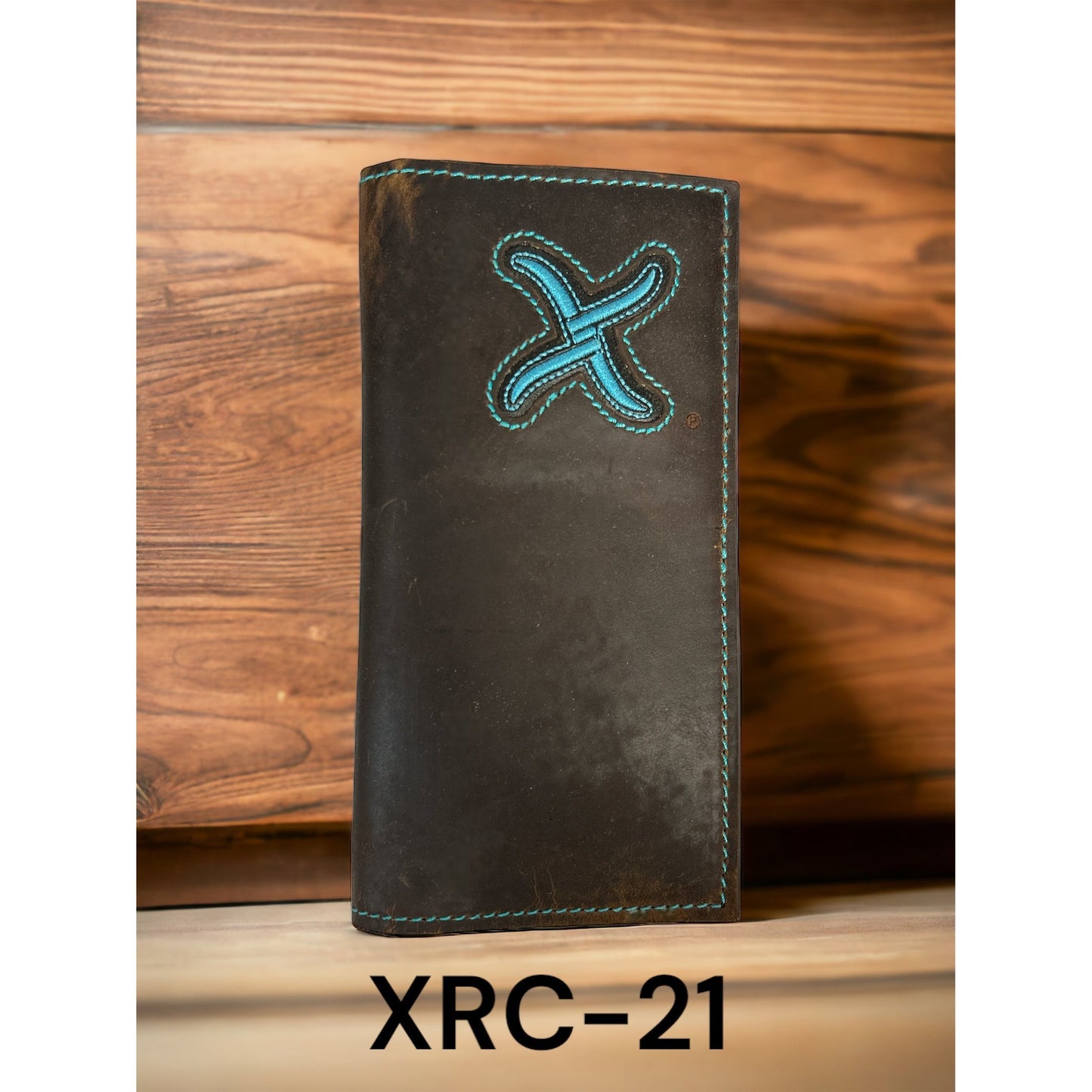Twisted X Distressed Leather Rodeo Wallet - Turqoise X