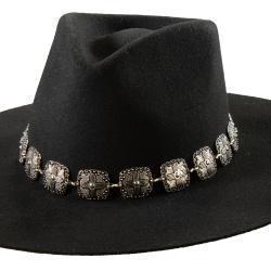 M&amp;F  3D Chain Hatband 1" Scalloped Cross Conchos- Silver