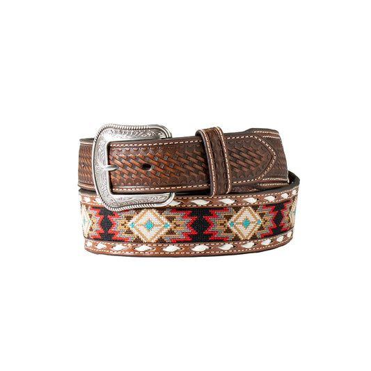 3D Men's Southwestern Diamond Embroidered Belt - Brown