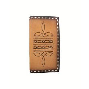 3D Rodeo Style Wallet Boot Stitch Buck Lace Wallet- Brown