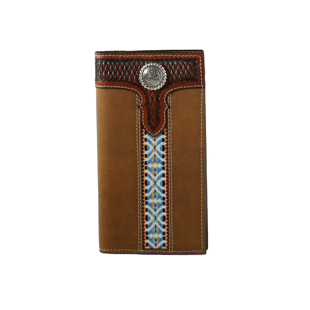 3D Men's Tooled Aztec Rodeo Wallet - Brown