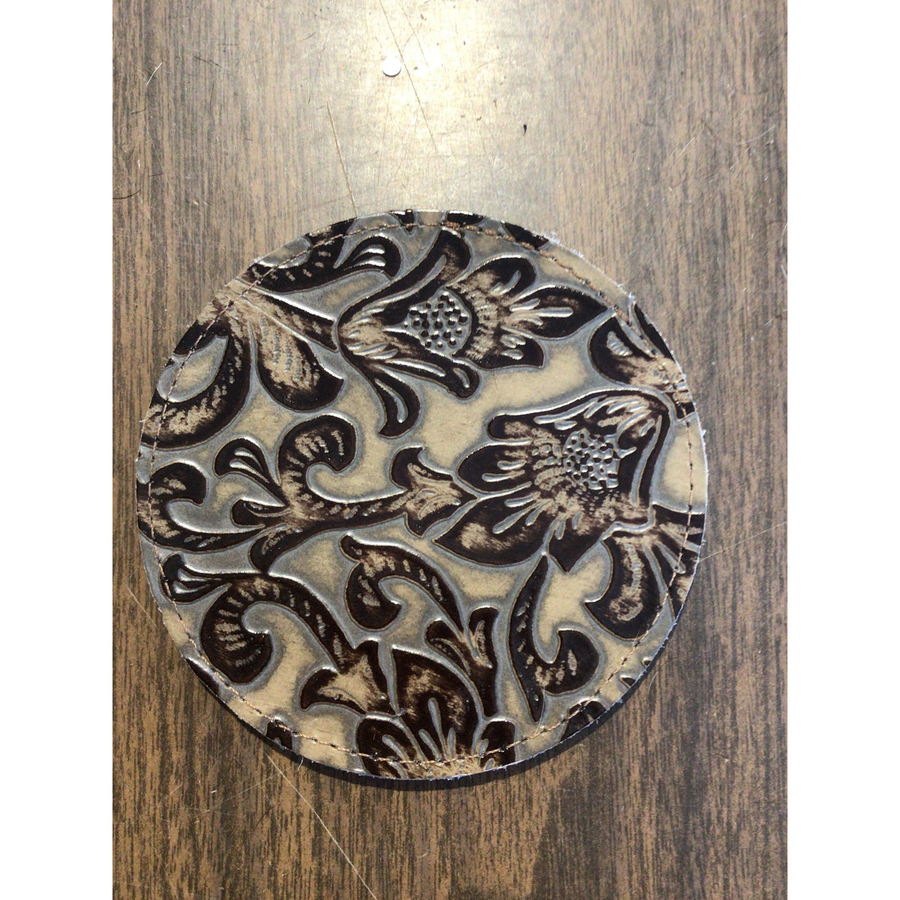 D2W Trading Floral  Embossed Leather Coaster