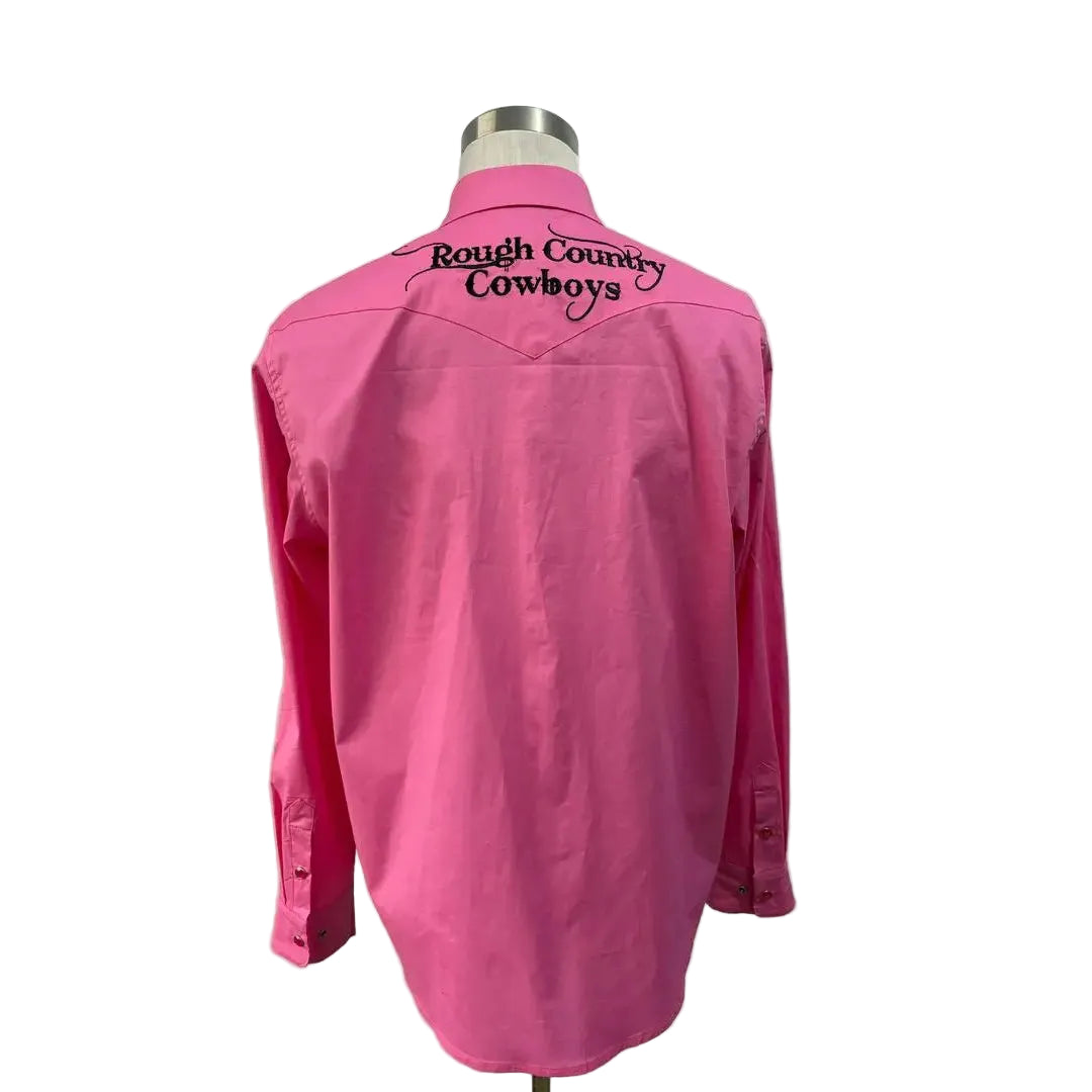Rough Country Cowboys Men's  Long Sleeve Snap Western Shirt - Pink