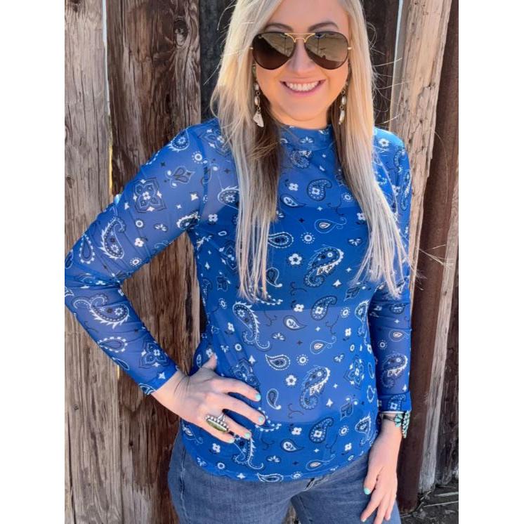 Sterling Kreek Women's Bandana Babe Mesh Long Sleeve Shirt- Multiple Colors