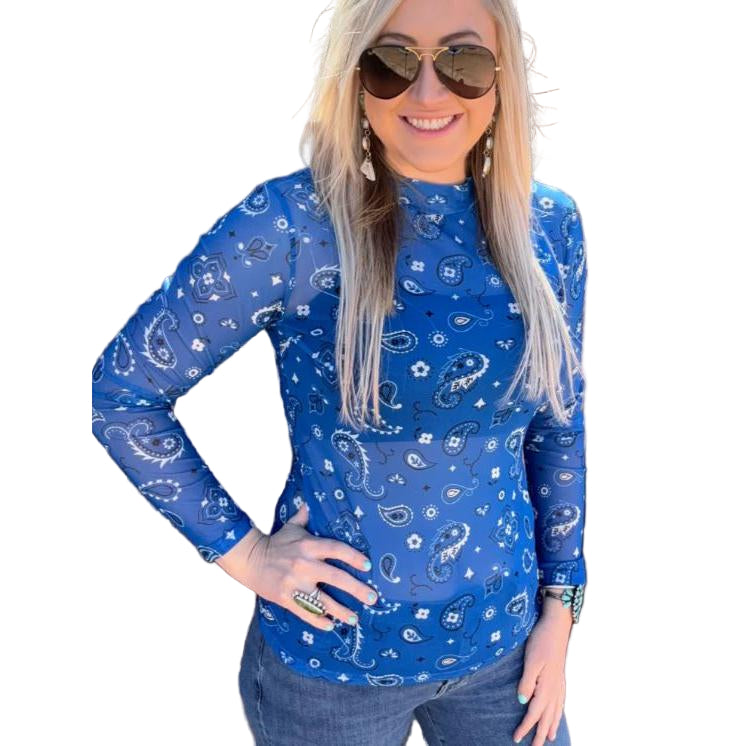 Sterling Kreek Women's Bandana Babe Mesh Long Sleeve Shirt- Multiple Colors