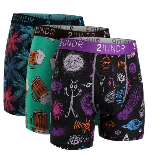 2UNDR Men's 3-Pack Swing Shift 6" Boxer Briefs - Patterned