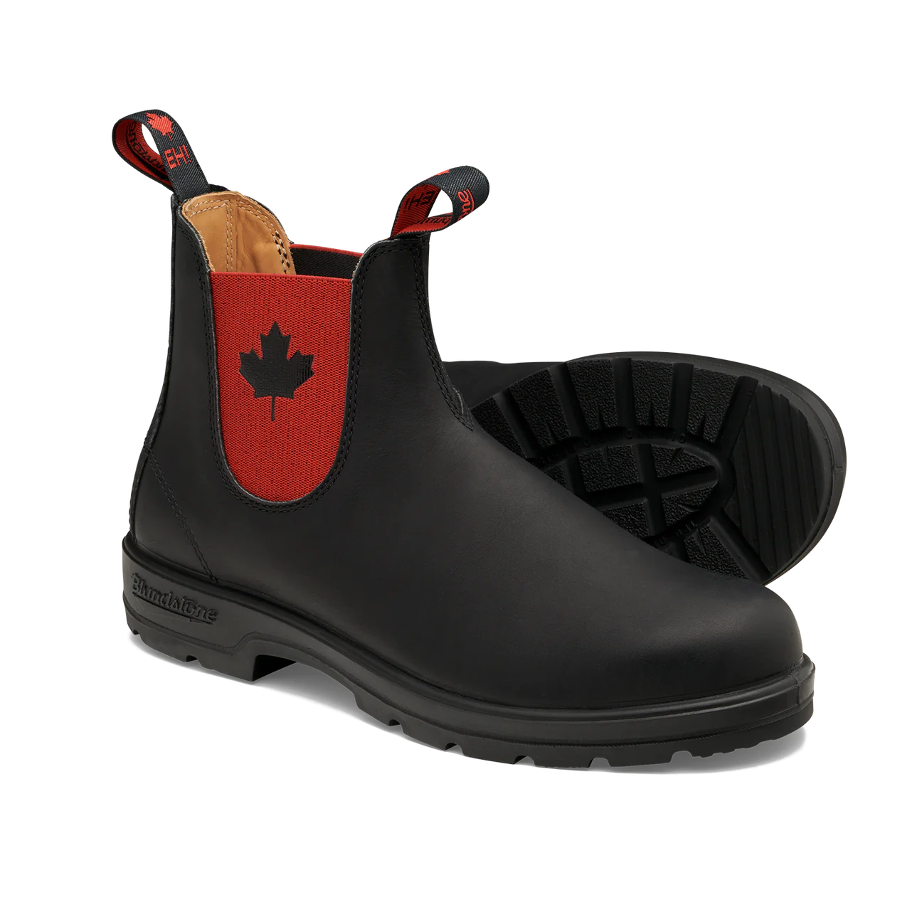 Blundstone Unisex #1474 Classic Boots - Black w/Red Elastic & Canada Leaf