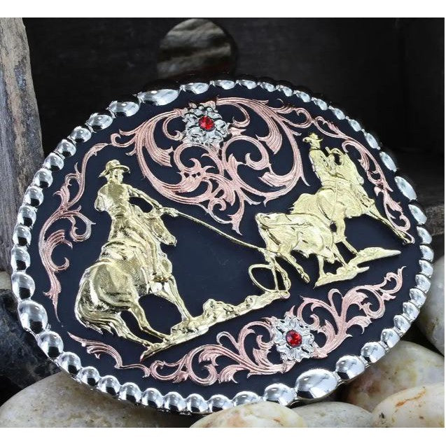 Montana Silversmiths Tri Color Team Roper Attitude Buckle