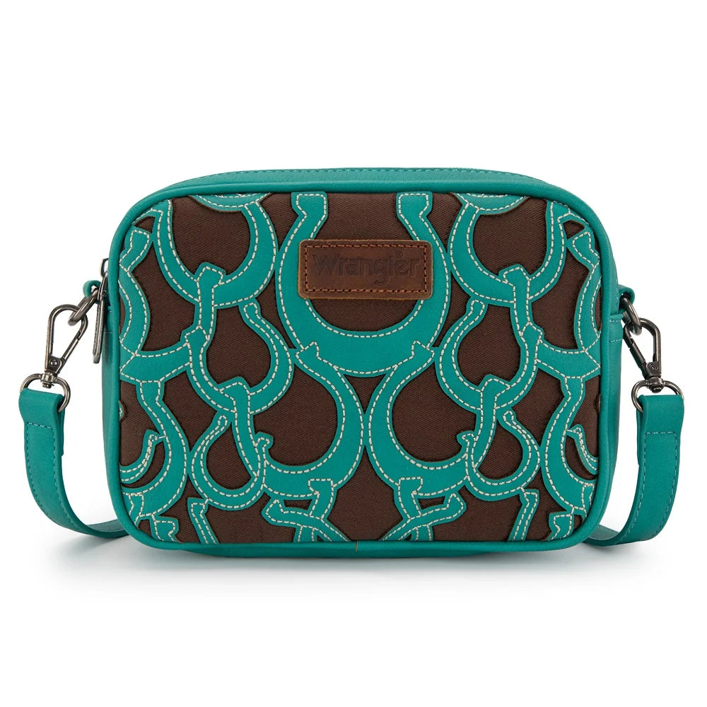 Wrangler Horseshoe Cutout Double Zip Crossbody Bag- Multiple Colours