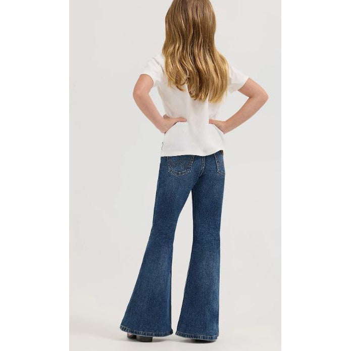 Wrangler Girl's Lainey Wilson Bell Bottom Jeans- Dark Wash