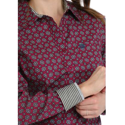Cinch Women's Long Sleeve Western Shirt-Burgundy