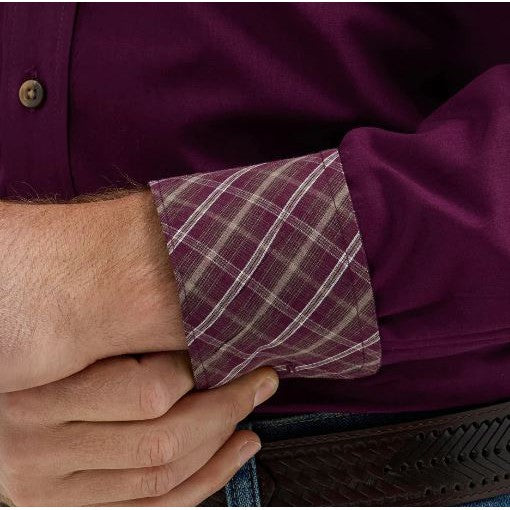 Wrangler Men's Long Sleeve Shirt - Eggplant
