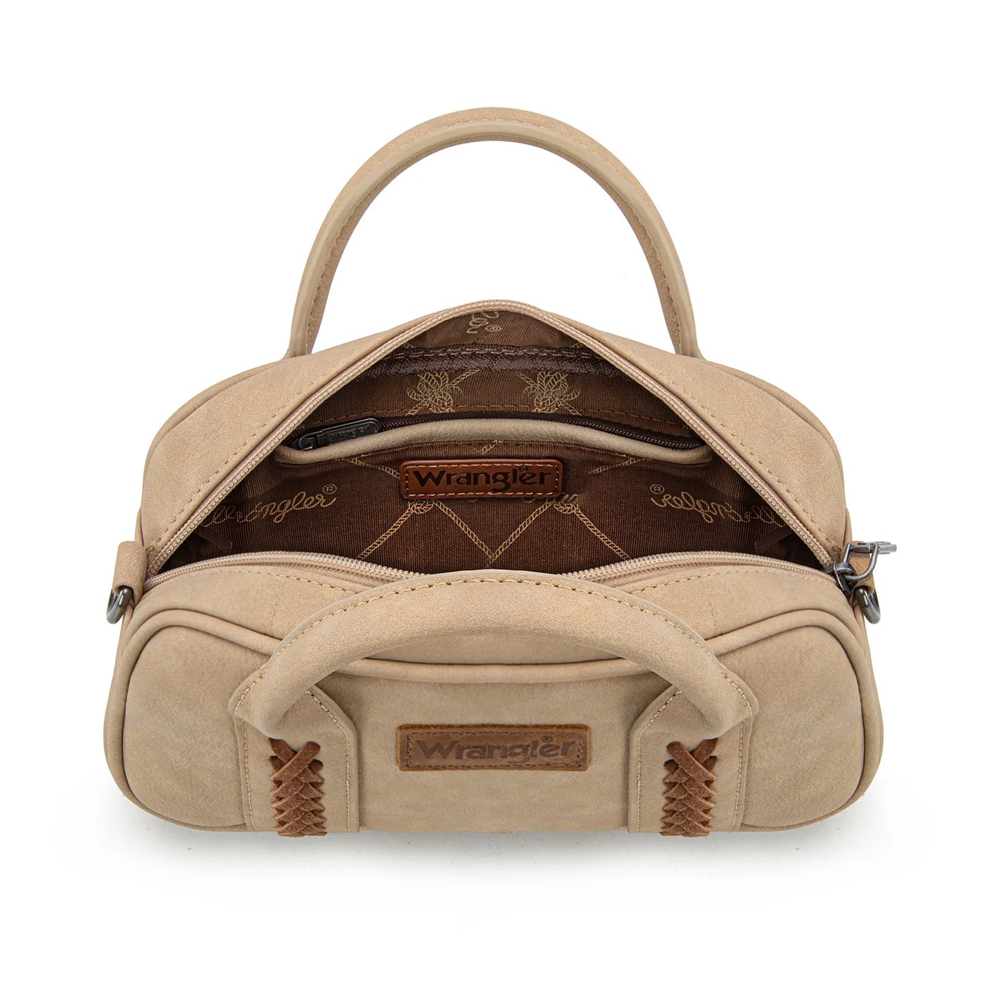 Wrangler Whipstitch Mini Satchel Crossbody Bag- Tan