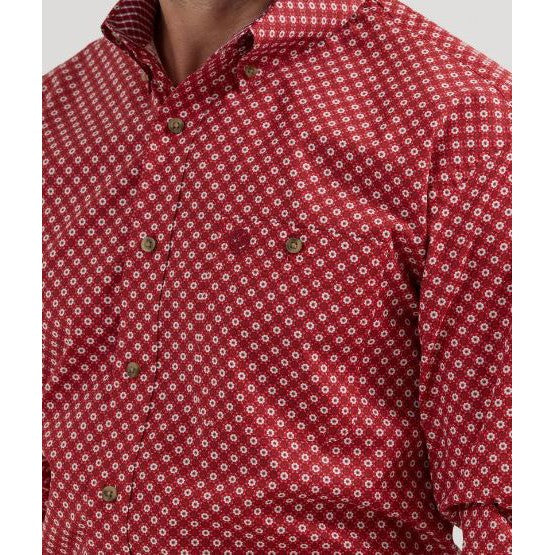 Wrangler Men's George Strait 1 Pocket Long Sleeve Shirt - Red