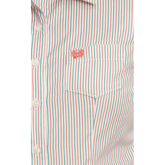 Cinch Women's Long Sleeve Shirt - Red Blue Stripes
