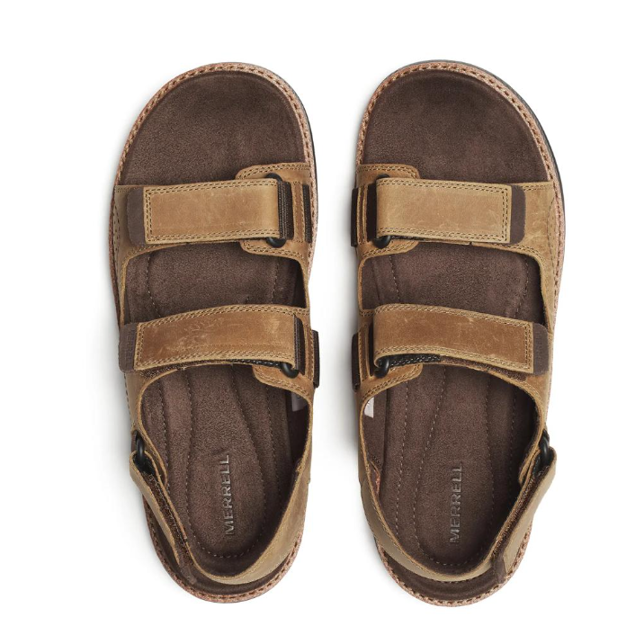 Merrell Men's Cove Leather Backstrap Sandal- Coffee
