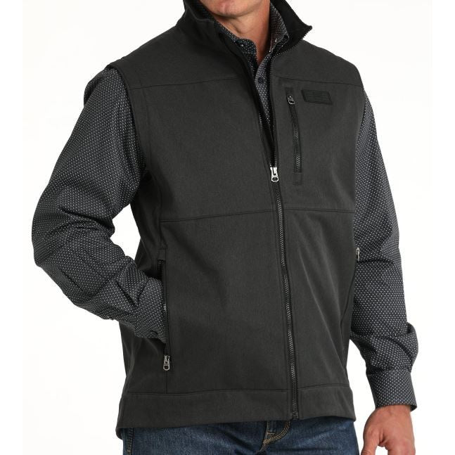 Cinch Men's Bonded  Softshell Vest- Black
