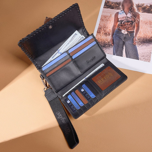 Wrangler Western Buckle RFID Wallet - Black