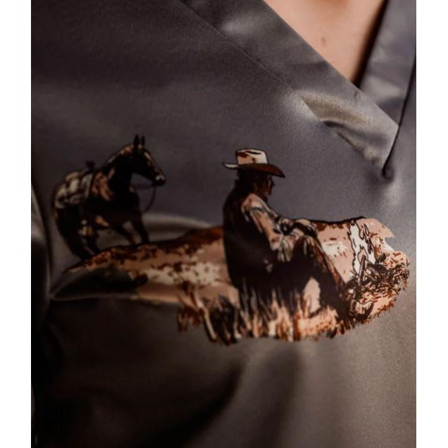 Spurrin' Scrubs Grey Cowboy Scrub Top