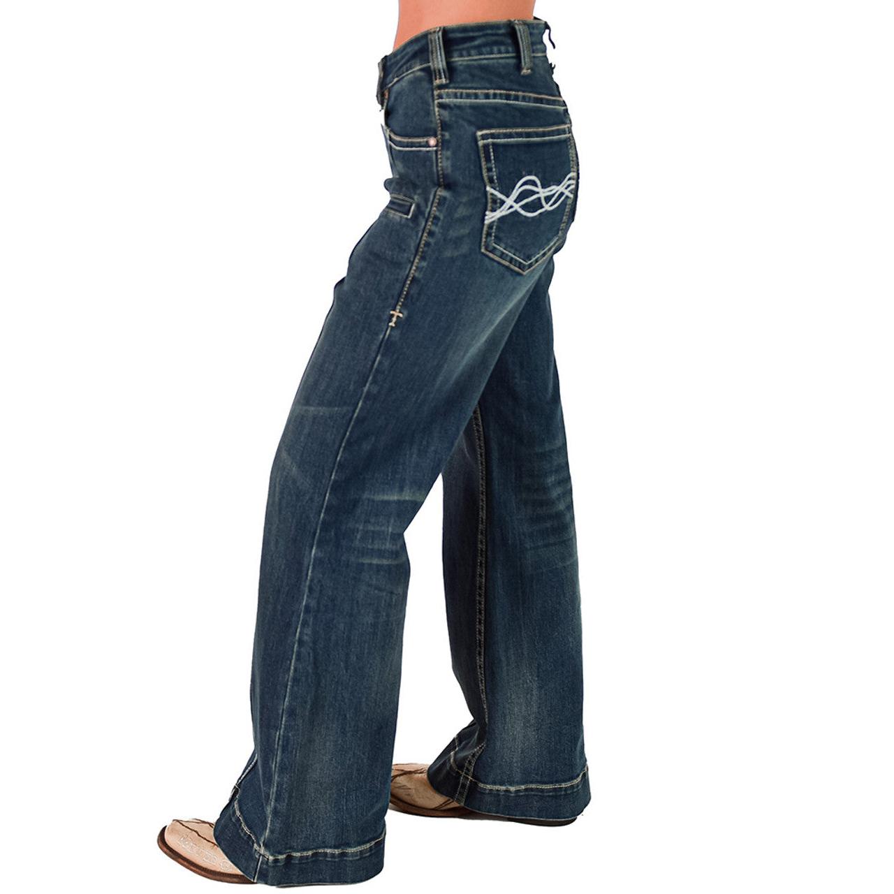 Cowgirl Tuff Women's DFMI Wide Leg Trouser Jeans- Medium Wash