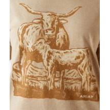 Ariat Women's Short Sleeve Longhorn Tee Shirt - Oatmeal Heather