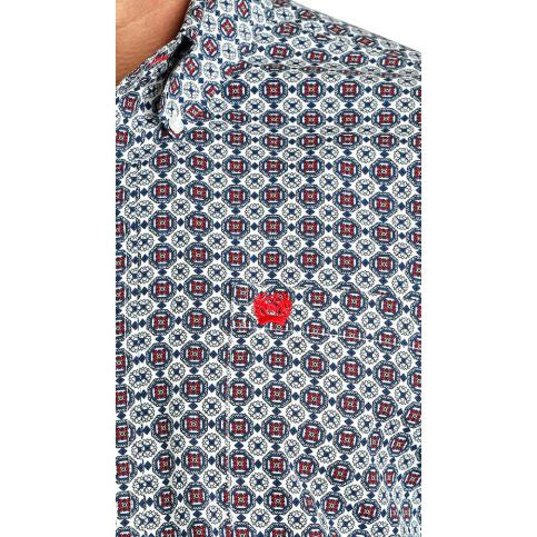 Cinch Men's Long Sleeve Medallion Shirt - White