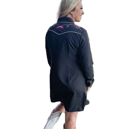 Rowdy Crowd Women's Long Sleeve All Dolled Up Dress-Black