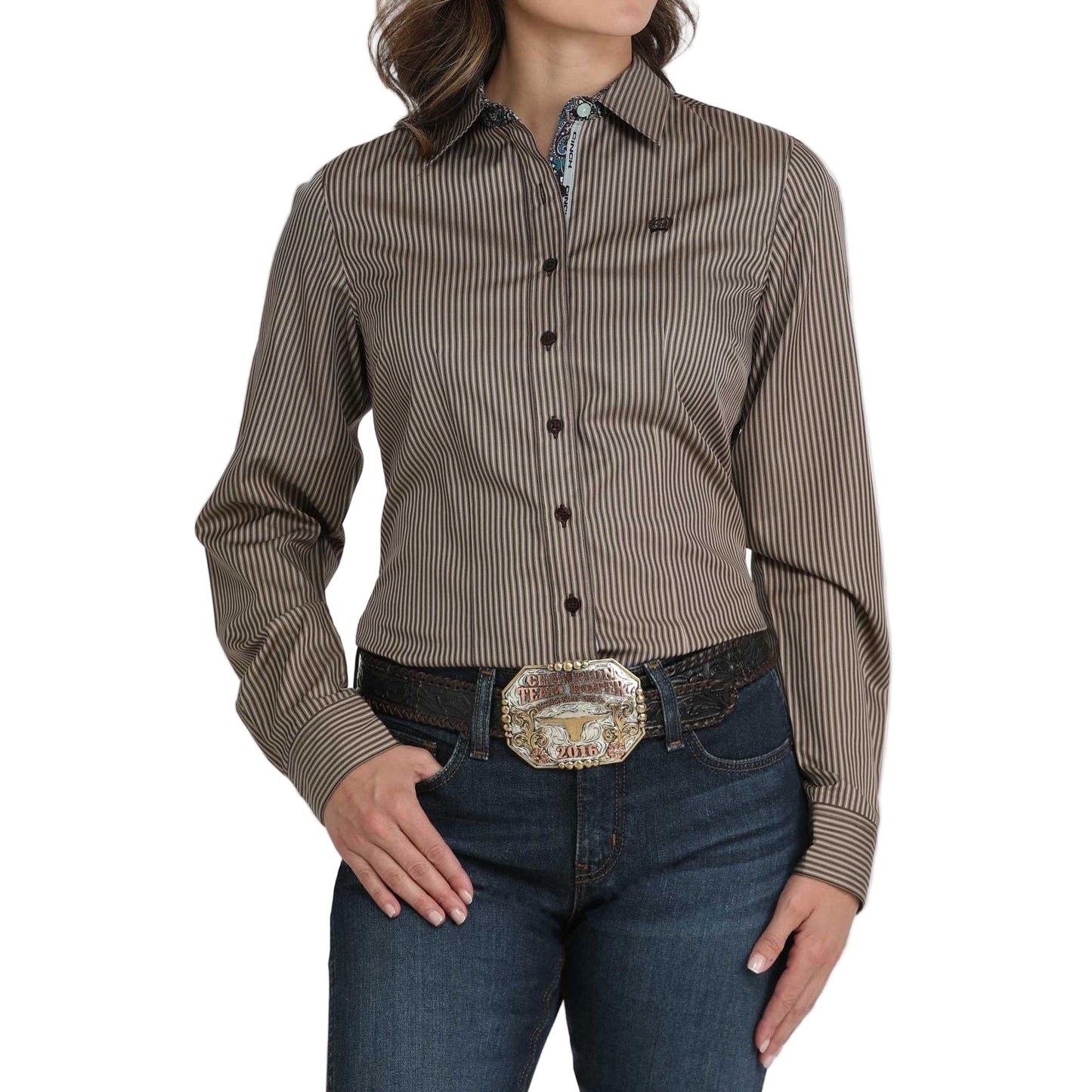 Cinch Women's Long Sleeve Print Western Shirt - Brown