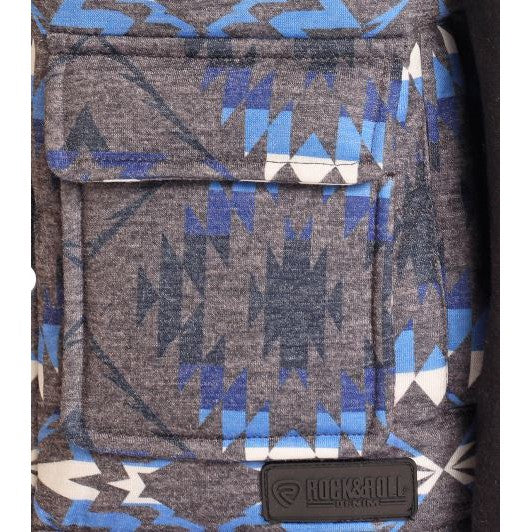 Rock & Roll Boy's Melange Printed Puffer Vest- blue