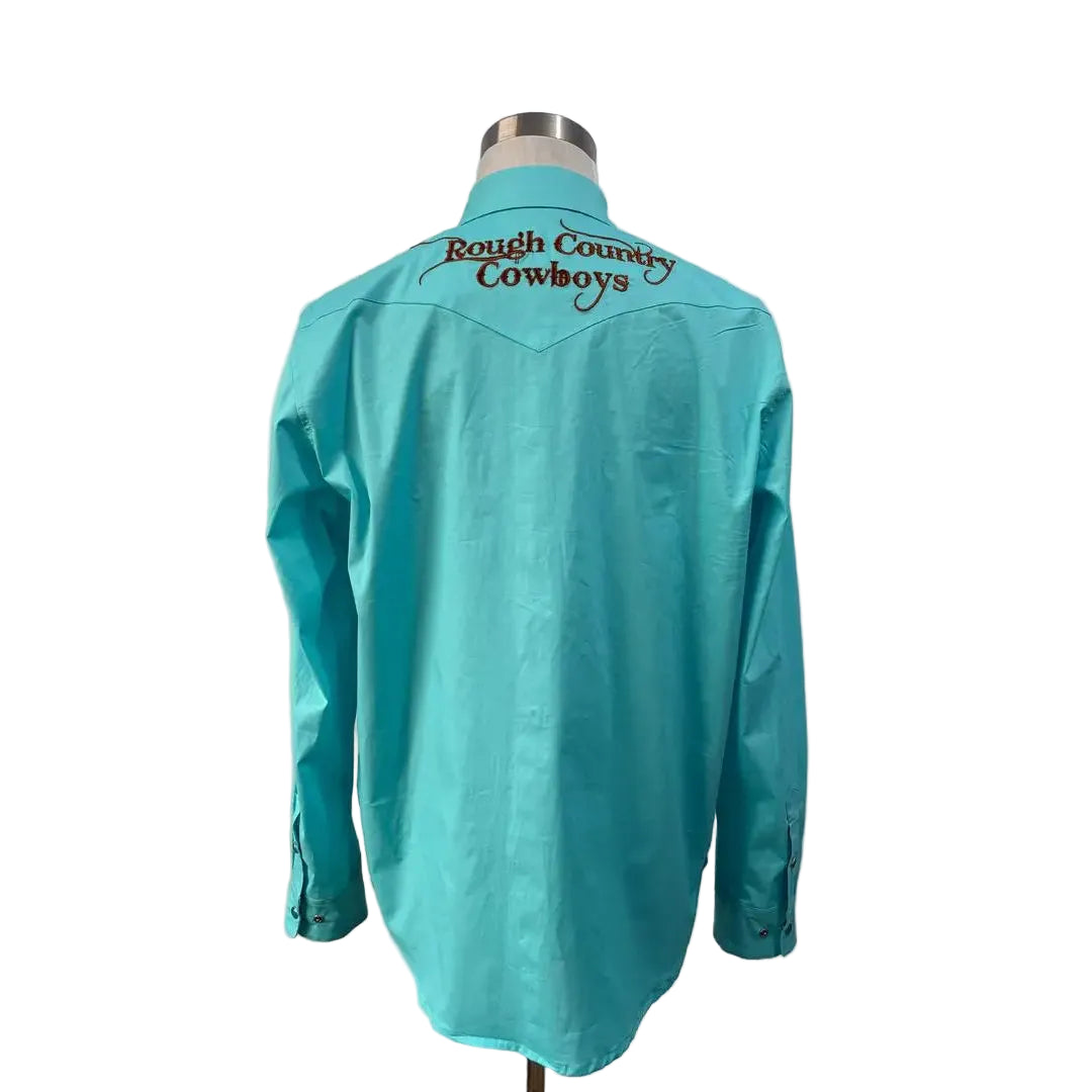 Rough Country Cowboys Men's Pear Snap Long Sleeve Western Shirt - Teal