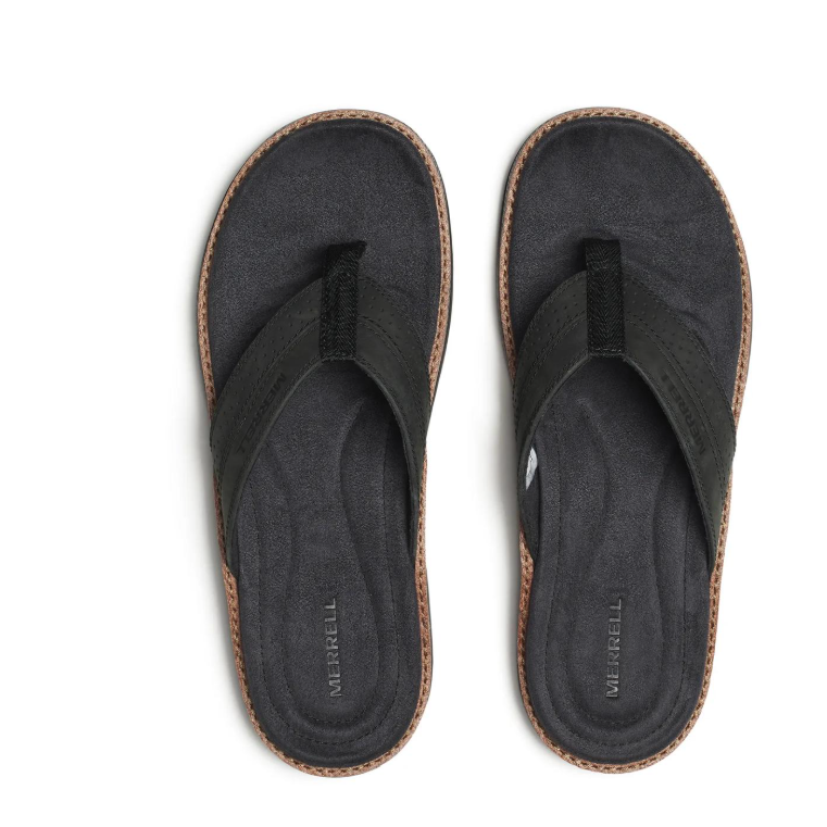 Merrell Men's Cove Leather Flip Sandal- Black