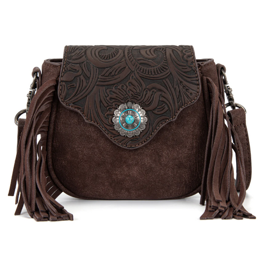 Montana West Embossed Fringe Mini Crossbody Bag- Multiple Colours