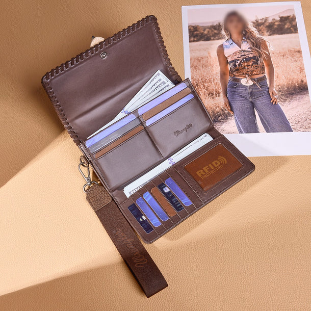 Wrangler Western Buckle RFID Wallet - Coffee