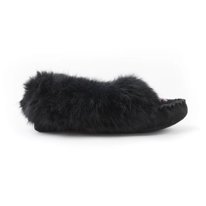 Bastien Ladies Moccasins with Black Rabbit Fur