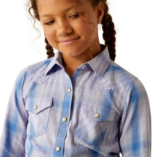 Ariat Girl's Anna Snap Long Sleeve Shirt - Sweet Lavender Plaid