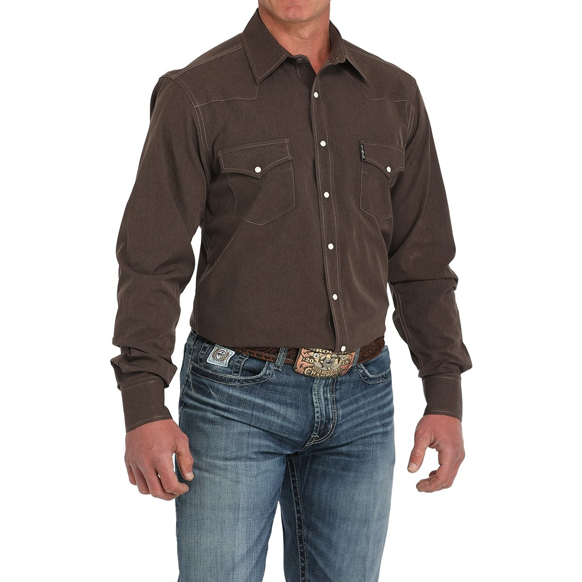 Cinch Men's Long Sleeve Western Shirt- Brown