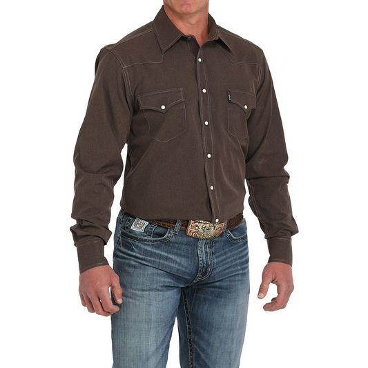 Cinch Men's Long Sleeve Western Shirt- Brown